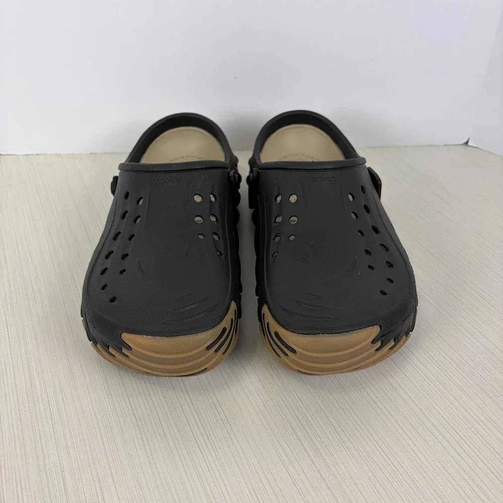 CROCS Echo Clog Black Gum Adjustable Strap 211675-001 Size Mens Size 12 NEW